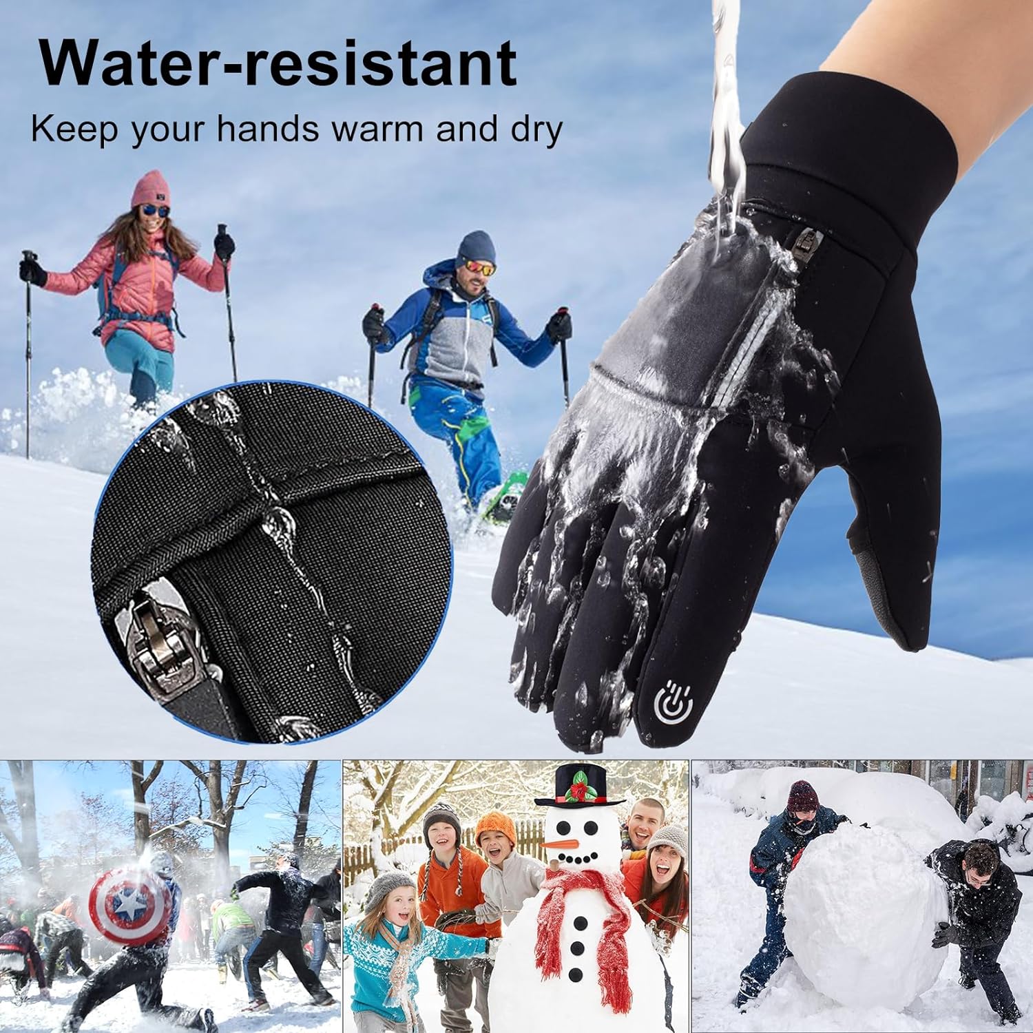weiatas Winter Fingerless Gloves for Men Women Touch Screen, Cold Weather Thermal Sport Gloves for Fishing Running Cycling Driving Hiking, Warm Windproof Work Gloves - Image 3